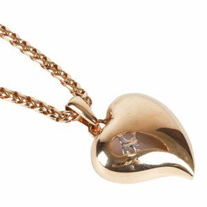 Courreges Vintage Gold Toned Long Chain Heart shape pendant